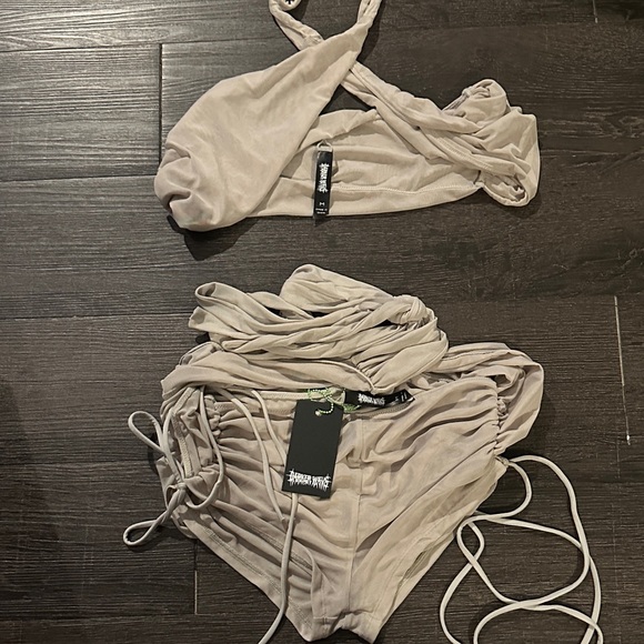 Dolls Kill Pants - Darker Wavs Twisted Chamber Short Set - Gray